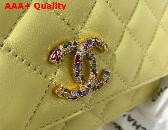 Chanel Wallet On Chain Lambskin Zirconium Gold Tone Metal Yellow AP1943 Replica