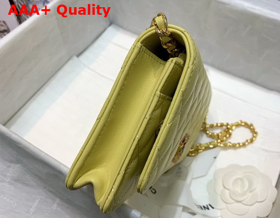 Chanel Wallet On Chain Lambskin Zirconium Gold Tone Metal Yellow AP1943 Replica