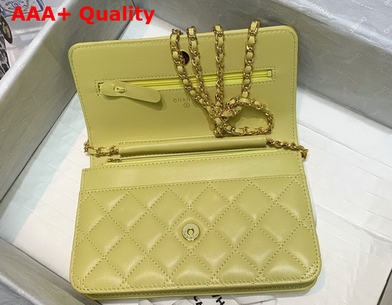 Chanel Wallet On Chain Lambskin Zirconium Gold Tone Metal Yellow AP1943 Replica