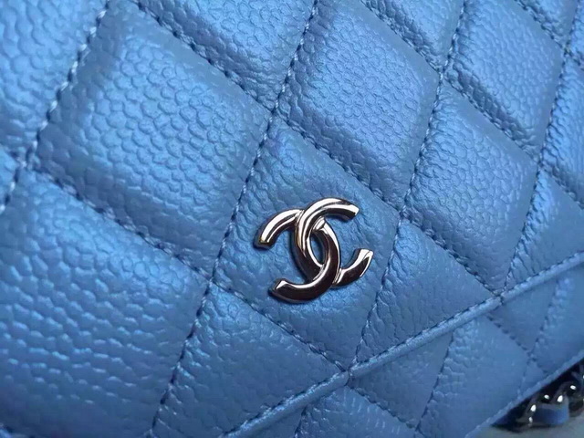 Chanel Wallet On Chain Light Blue Caviar Silver Hardware for Sale