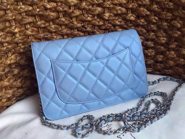 Chanel Wallet On Chain Light Blue Caviar Silver Hardware for Sale