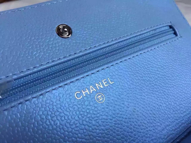 Chanel Wallet On Chain Light Blue Caviar Silver Hardware for Sale