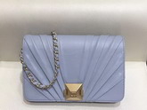 Chanel Wallet On Chain Light Blue Pleated Lambskin and Gold Tone Metal AP0388