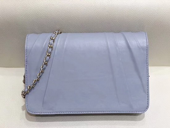 Chanel Wallet On Chain Light Blue Pleated Lambskin and Gold Tone Metal AP0388