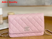 Chanel Wallet On Chain Light Pink Grained Shiny Calfskin Replica