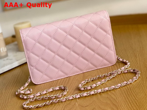 Chanel Wallet On Chain Light Pink Grained Shiny Calfskin Replica