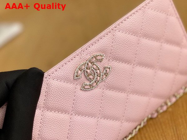 Chanel Wallet On Chain Light Pink Grained Shiny Calfskin Replica