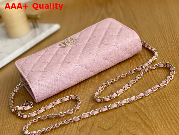 Chanel Wallet On Chain Light Pink Grained Shiny Calfskin Replica