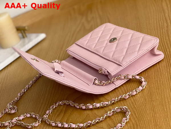 Chanel Wallet On Chain Light Pink Grained Shiny Calfskin Replica