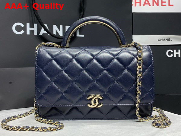 Chanel Wallet On Chain Navy Blue Lambskin Gold Tone Metal AP2844 Replica