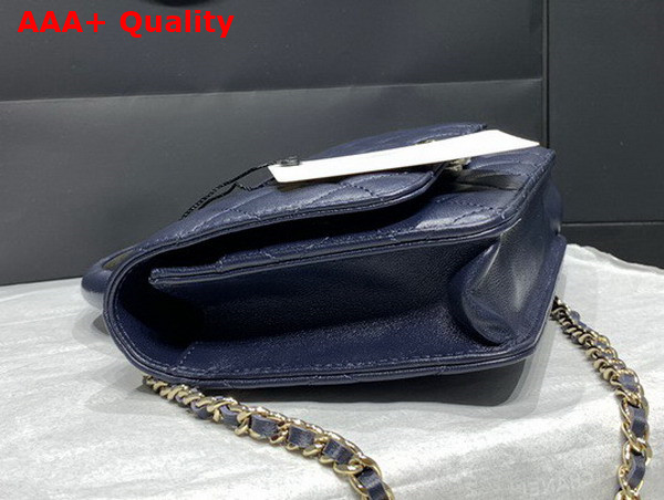 Chanel Wallet On Chain Navy Blue Lambskin Gold Tone Metal AP2844 Replica