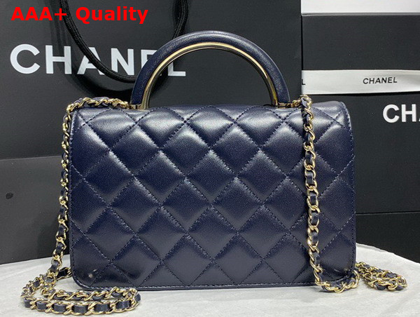 Chanel Wallet On Chain Navy Blue Lambskin Gold Tone Metal AP2844 Replica