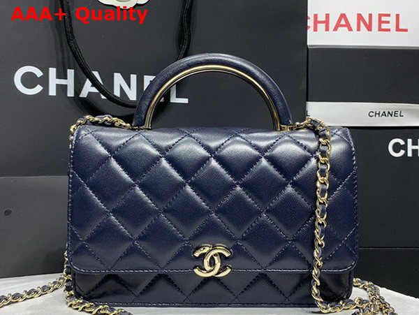 Chanel Wallet On Chain Navy Blue Lambskin Gold Tone Metal AP2844 Replica