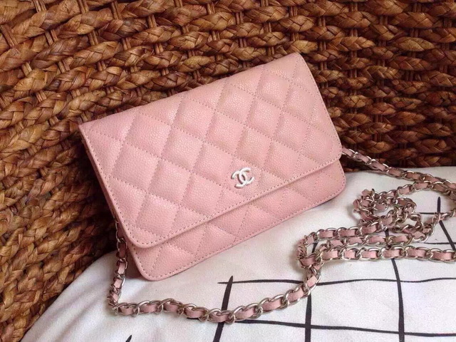 Chanel Wallet On Chain Pink Caviar Silver Hardware for Sale