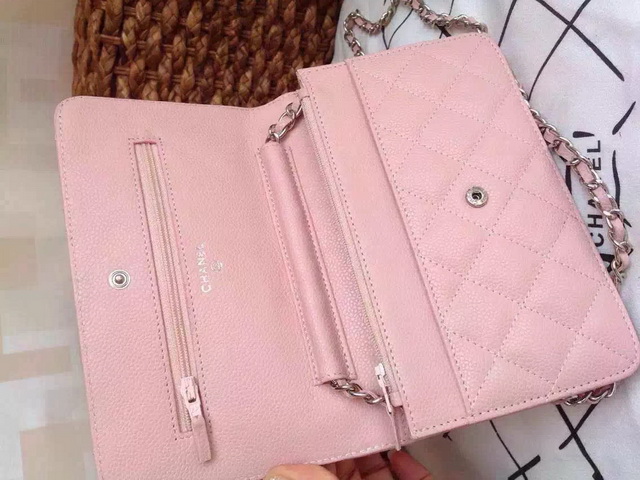 Chanel Wallet On Chain Pink Caviar Silver Hardware for Sale