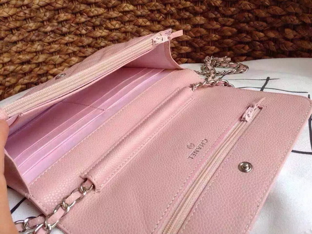 Chanel Wallet On Chain Pink Caviar Silver Hardware for Sale