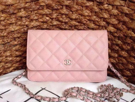 Chanel Wallet On Chain Pink Caviar Silver Hardware for Sale