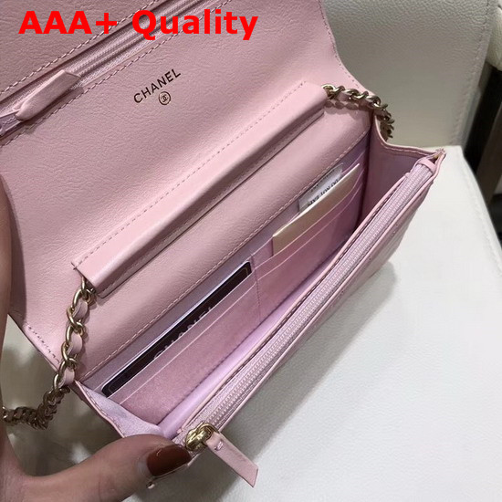 Chanel Wallet On Chain Pink Chevron Calfskin Replica