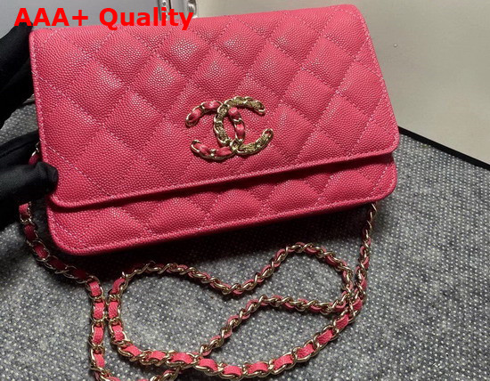 Chanel Wallet On Chain Pink Grained Calfskin Replica