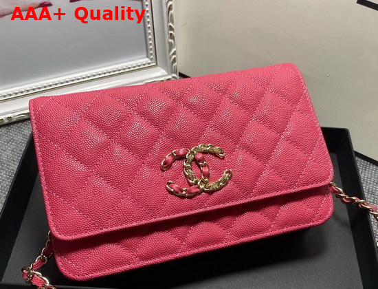 Chanel Wallet On Chain Pink Grained Calfskin Replica