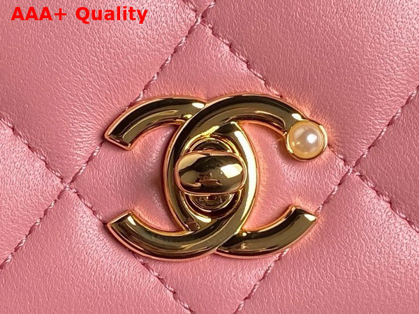 Chanel Wallet On Chain Pink Shiny Lambskin Imitation Pearls Gold Tone Metal AP4282 Replica