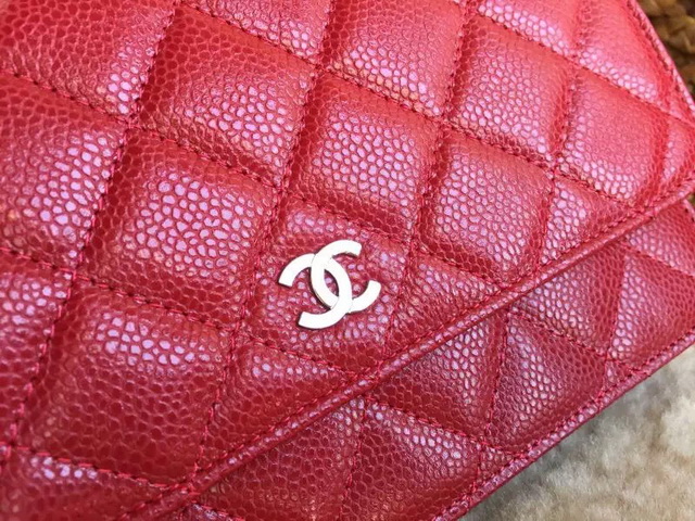 Chanel Wallet On Chain Red Caviar Silver Hardware for Sale