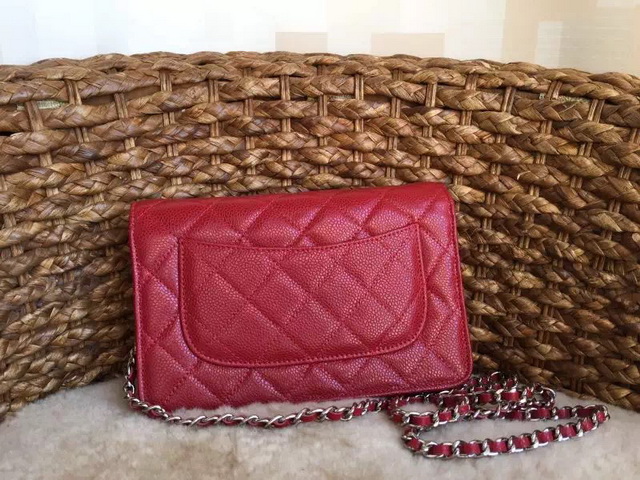 Chanel Wallet On Chain Red Caviar Silver Hardware for Sale