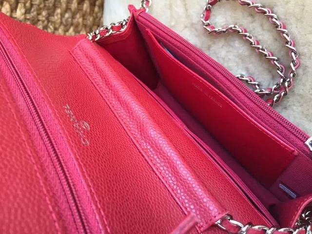 Chanel Wallet On Chain Red Caviar Silver Hardware for Sale