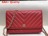 Chanel Wallet On Chain Red Chevron Calfskin Replica