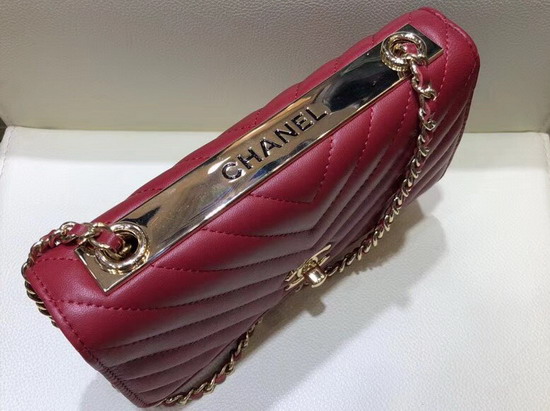 Chanel Wallet On Chain Red Chevron Lambskin