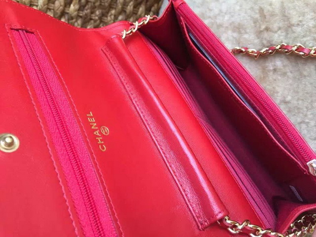 Chanel Wallet On Chain Red Lambskin Gold Hardware for Sale