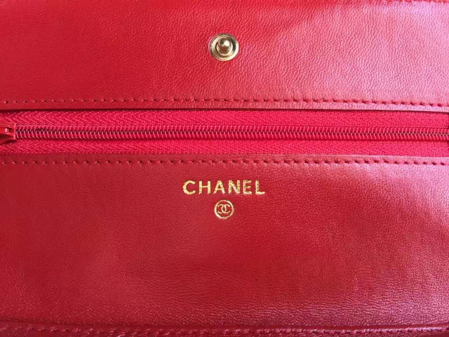 Chanel Wallet On Chain Red Lambskin Gold Hardware for Sale