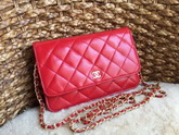 Chanel Wallet On Chain Red Lambskin Gold Hardware for Sale