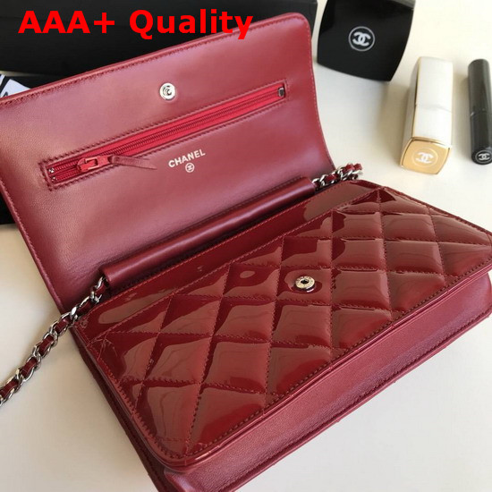 Chanel Wallet On Chain Red Patent Leather Replica