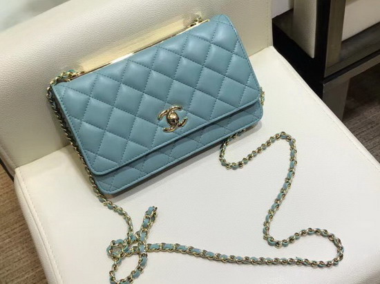 Chanel Wallet On Chain Turquoise Quilted Lambskin