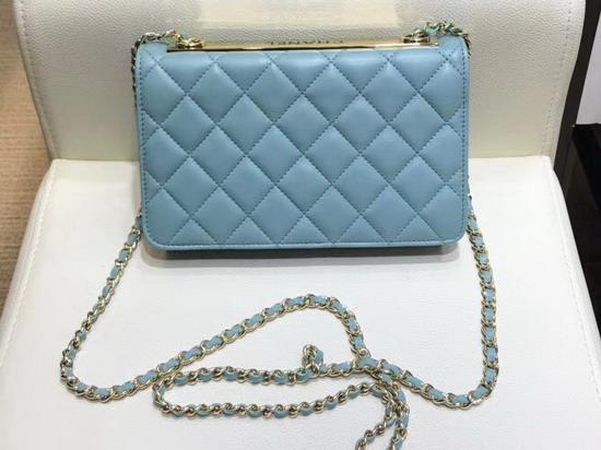 Chanel Wallet On Chain Turquoise Quilted Lambskin