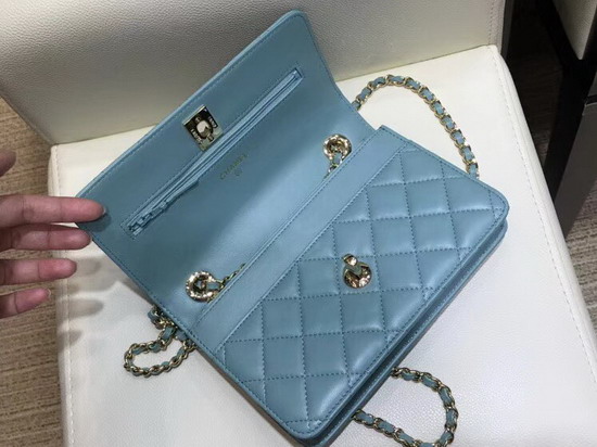 Chanel Wallet On Chain Turquoise Quilted Lambskin