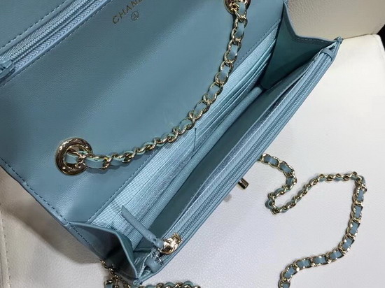 Chanel Wallet On Chain Turquoise Quilted Lambskin