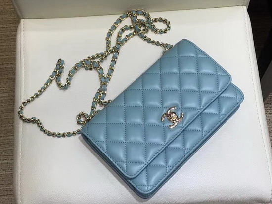 Chanel Wallet On Chain Turquoise Quilted Lambskin