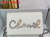 Chanel Wallet On Chain White Calfskin Gold Tone Silver Tone and Ruthenium Finish Metal Replica