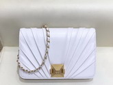 Chanel Wallet On Chain White Pleated Lambskin and Gold Tone Metal AP0388