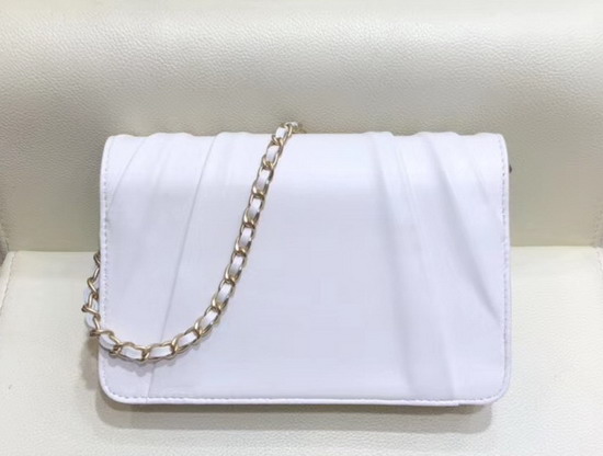 Chanel Wallet On Chain White Pleated Lambskin and Gold Tone Metal AP0388