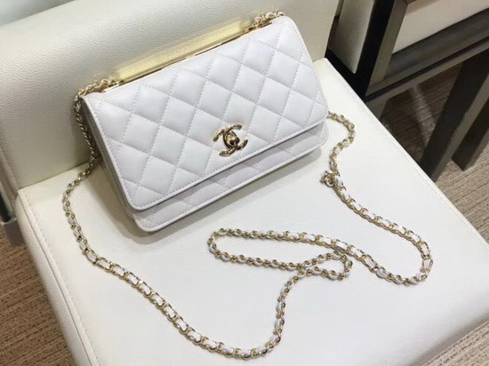 Chanel Wallet On Chain White Quilted Lambskin