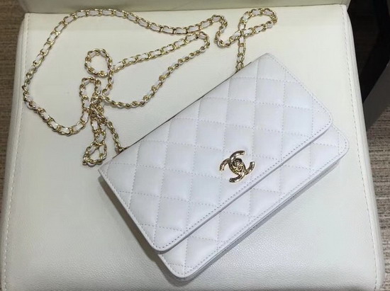 Chanel Wallet On Chain White Quilted Lambskin