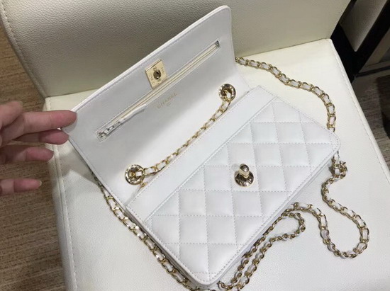 Chanel Wallet On Chain White Quilted Lambskin