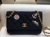 Chanel Wallet on Chain Black Wool and Lambskin