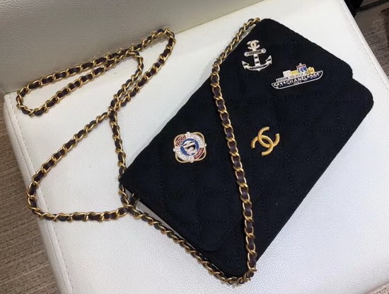 Chanel Wallet on Chain Black Wool and Lambskin