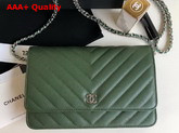 Chanel Wallet on Chain Green Chevron Grained Calfskin Replica