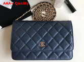 Chanel Wallet on Chain Navy Blue Grained Calfskin Replica