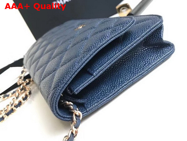 Chanel Wallet on Chain Navy Blue Grained Calfskin Replica